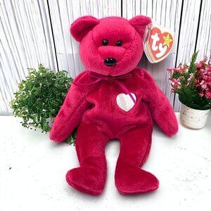 TY Beanie Babies Valentina Valentine's Day Bear Pink Plush 8" With Original Tags